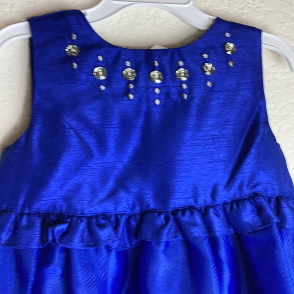 Gymboree New Royal Blue with Silver Crystal Adorn Neck Sleeveless Dress C5 - Picture 2 of 8